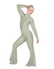 Solid Lycra LS Zipper Back Wide Flare Pant Unitard
