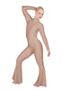 Solid Lycra LS Zipper Back Wide Flare Pant Unitard
