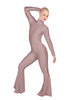 Solid Lycra LS Zipper Back Wide Flare Pant Unitard