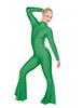 Solid Lycra LS Zipper Back Wide Flare Pant Unitard