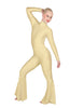 Solid Lycra LS Zipper Back Wide Flare Pant Unitard