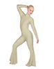 Solid Lycra LS Zipper Back Wide Flare Pant Unitard