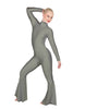Solid Lycra LS Zipper Back Wide Flare Pant Unitard