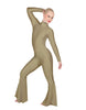 Solid Lycra LS Zipper Back Wide Flare Pant Unitard