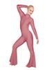 Solid Lycra LS Zipper Back Wide Flare Pant Unitard