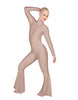 Solid Lycra LS Zipper Back Wide Flare Pant Unitard