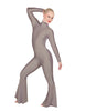 Solid Lycra LS Zipper Back Wide Flare Pant Unitard