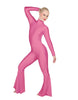 Solid Lycra LS Zipper Back Wide Flare Pant Unitard