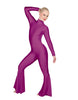 Solid Lycra LS Zipper Back Wide Flare Pant Unitard