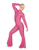 Solid Lycra LS Zipper Back Wide Flare Pant Unitard