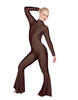 Solid Lycra LS Zipper Back Wide Flare Pant Unitard
