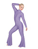 Solid Lycra LS Zipper Back Wide Flare Pant Unitard