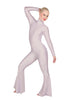 Solid Lycra LS Zipper Back Wide Flare Pant Unitard