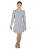 Solid Lycra LS TNeck Leotard with Attached Pleated Skirt and Peplum