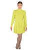 Solid Lycra LS TNeck Leotard with Attached Pleated Skirt and Peplum