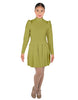 Solid Lycra LS TNeck Leotard with Attached Pleated Skirt and Peplum