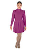 Solid Lycra LS TNeck Leotard with Attached Pleated Skirt and Peplum