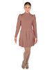 Solid Lycra LS TNeck Leotard with Attached Pleated Skirt and Peplum