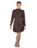 Solid Lycra LS TNeck Leotard with Attached Pleated Skirt and Peplum