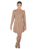 Solid Lycra LS TNeck Leotard with Attached Pleated Skirt and Peplum