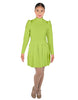 Solid Lycra LS TNeck Leotard with Attached Pleated Skirt and Peplum