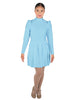 Solid Lycra LS TNeck Leotard with Attached Pleated Skirt and Peplum