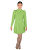Solid Lycra LS TNeck Leotard with Attached Pleated Skirt and Peplum