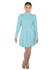 Solid Lycra LS TNeck Leotard with Attached Pleated Skirt and Peplum