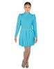 Solid Lycra LS TNeck Leotard with Attached Pleated Skirt and Peplum