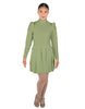 Solid Lycra LS TNeck Leotard with Attached Pleated Skirt and Peplum