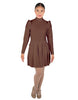 Solid Lycra LS TNeck Leotard with Attached Pleated Skirt and Peplum