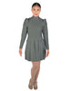 Solid Lycra LS TNeck Leotard with Attached Pleated Skirt and Peplum