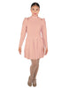 Solid Lycra LS TNeck Leotard with Attached Pleated Skirt and Peplum