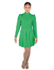 Solid Lycra LS TNeck Leotard with Attached Pleated Skirt and Peplum