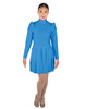 Solid Lycra LS TNeck Leotard with Attached Pleated Skirt and Peplum
