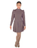 Solid Lycra LS TNeck Leotard with Attached Pleated Skirt and Peplum