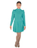 Solid Lycra LS TNeck Leotard with Attached Pleated Skirt and Peplum