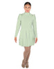 Solid Lycra LS TNeck Leotard with Attached Pleated Skirt and Peplum