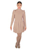 Solid Lycra LS TNeck Leotard with Attached Pleated Skirt and Peplum