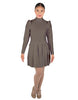 Solid Lycra LS TNeck Leotard with Attached Pleated Skirt and Peplum