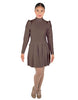 Solid Lycra LS TNeck Leotard with Attached Pleated Skirt and Peplum