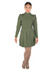 Solid Lycra LS TNeck Leotard with Attached Pleated Skirt and Peplum