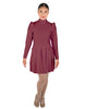 Solid Lycra LS TNeck Leotard with Attached Pleated Skirt and Peplum