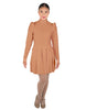 Solid Lycra LS TNeck Leotard with Attached Pleated Skirt and Peplum
