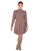Solid Lycra LS TNeck Leotard with Attached Pleated Skirt and Peplum