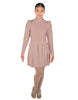Solid Lycra LS TNeck Leotard with Attached Pleated Skirt and Peplum