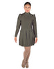 Solid Lycra LS TNeck Leotard with Attached Pleated Skirt and Peplum
