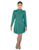 Solid Lycra LS TNeck Leotard with Attached Pleated Skirt and Peplum
