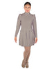 Solid Lycra LS TNeck Leotard with Attached Pleated Skirt and Peplum