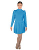 Solid Lycra LS TNeck Leotard with Attached Pleated Skirt and Peplum